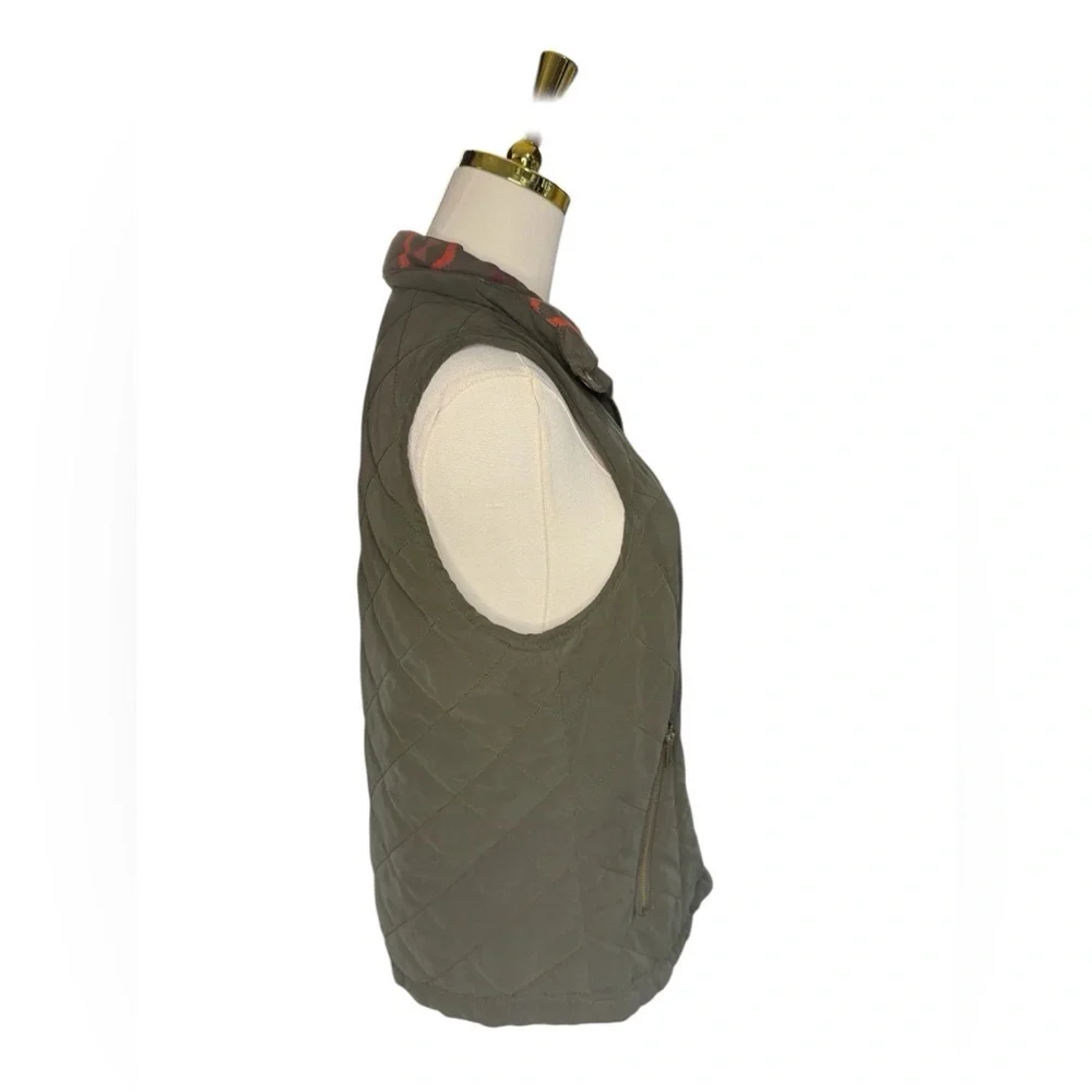 Takara Olive Green Aztec Quilted Vest Reversible with Zipper Pockets Size M